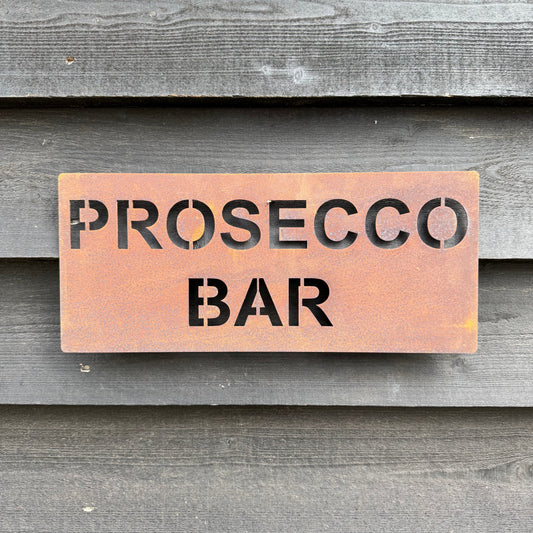 Rustic Metal Prosecco Bar Sign