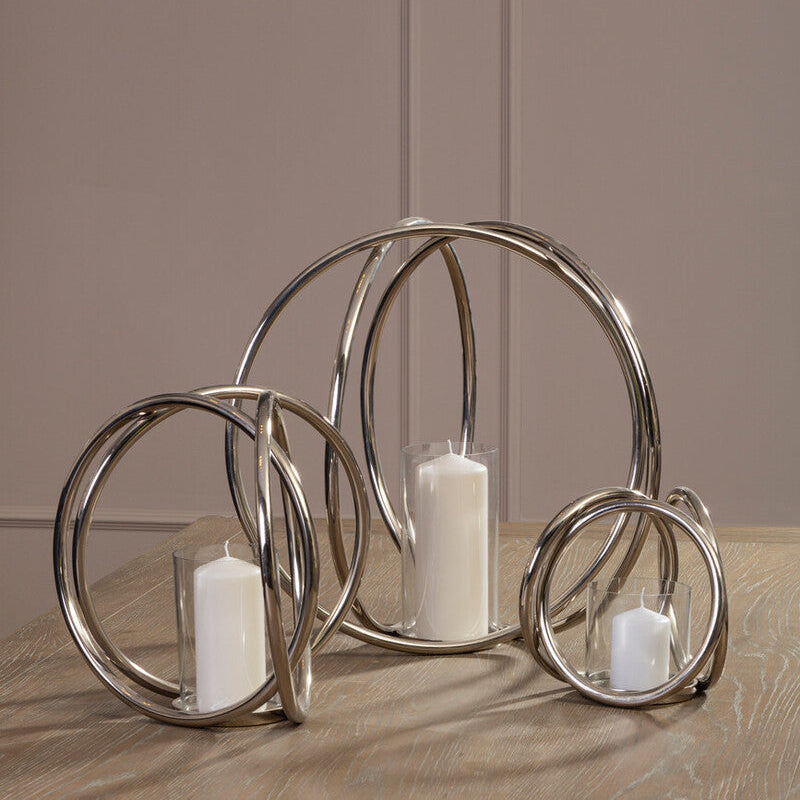 Aura Large Silver Finish Candle Holder