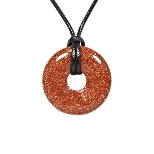 Goldstone Crystal Power Ring Pendant Necklace