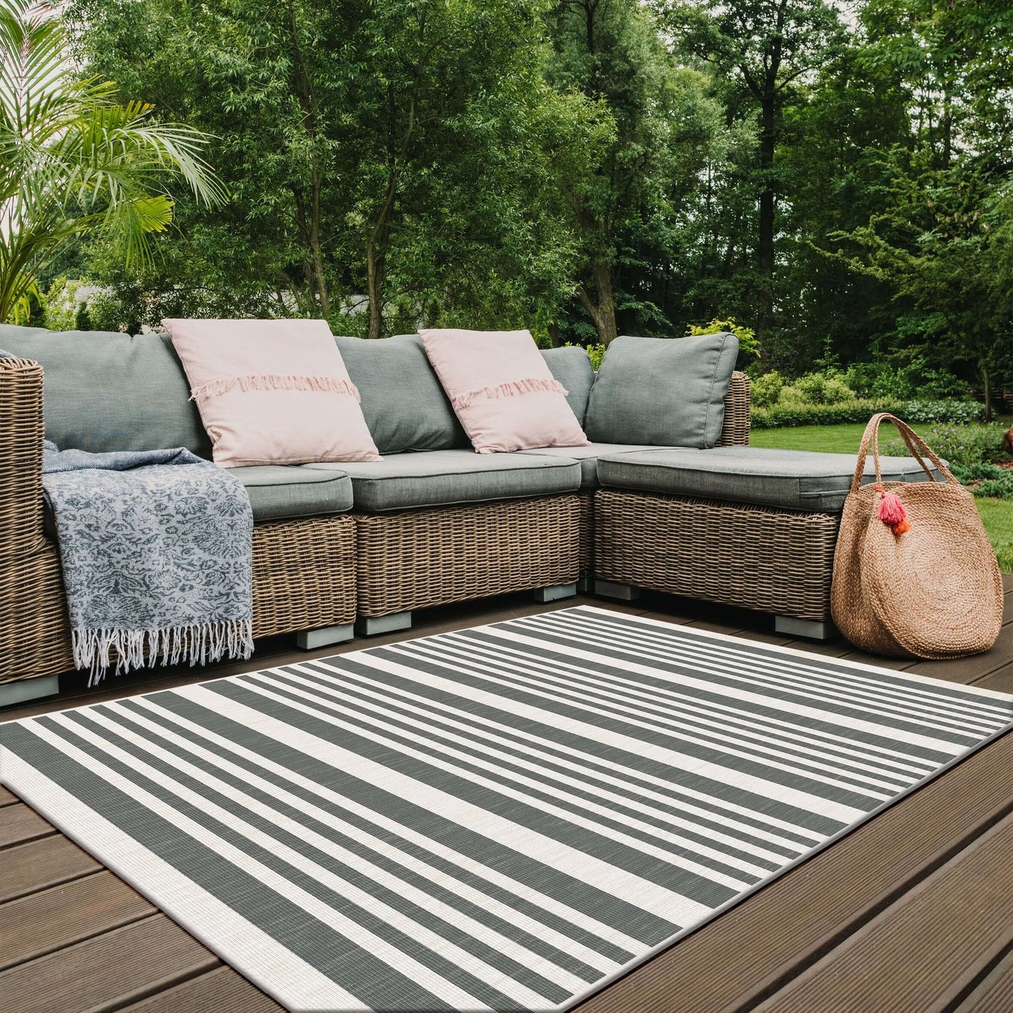 Duo Weave Outdoor Rug Modern Stripes