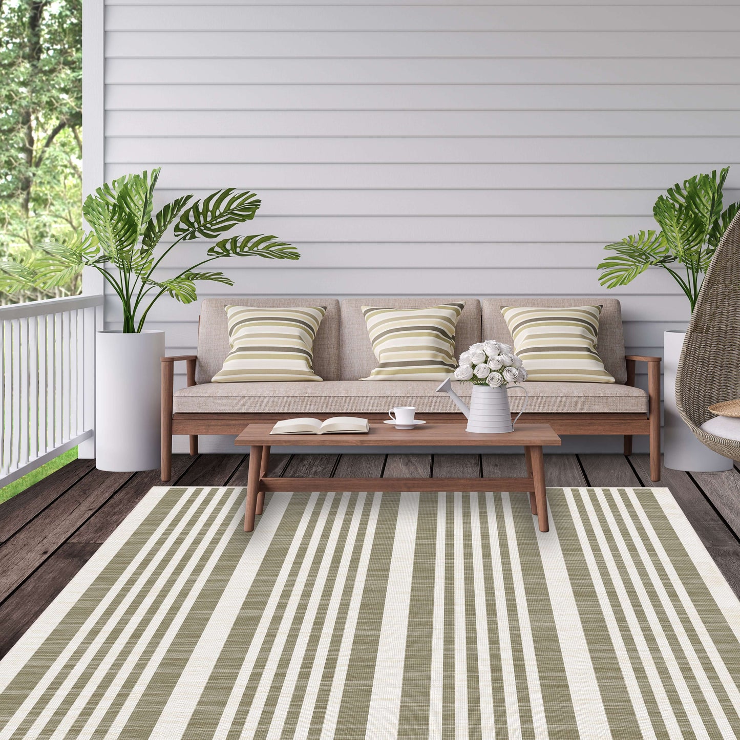 Duo Weave Outdoor Rug Modern Stripes