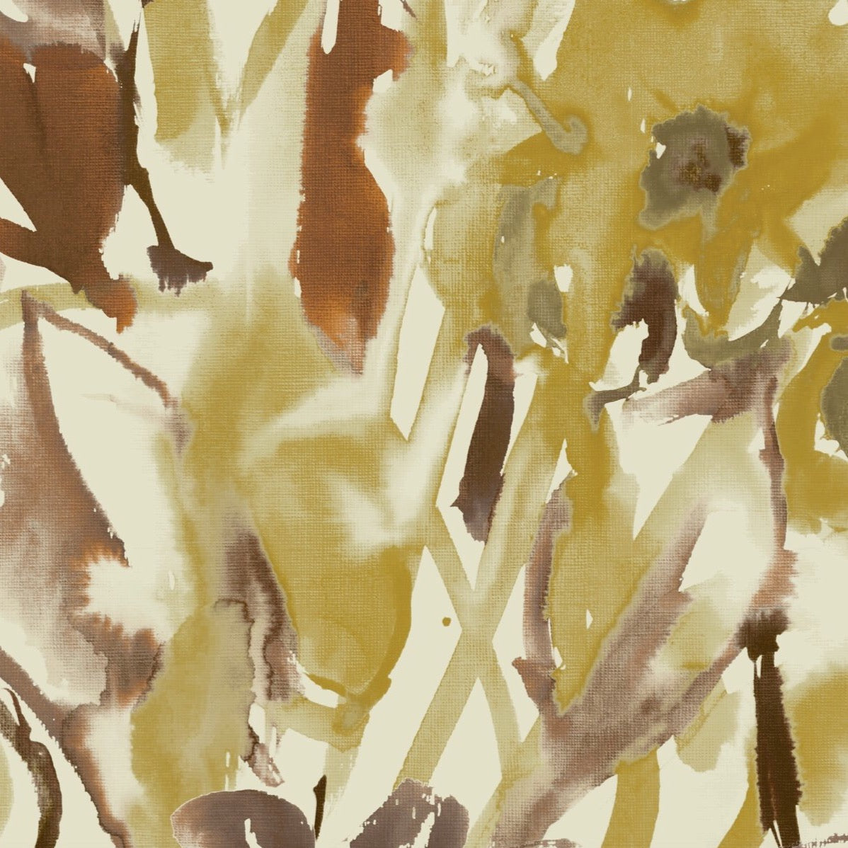 Watercolour Floral Wallpaper - Ochre + Umber