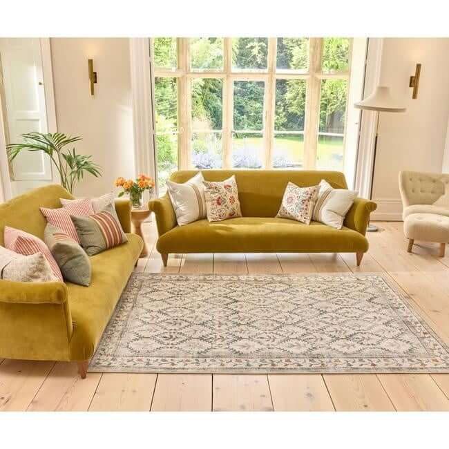 Eco-Washable Cream Rug Botanicals Design