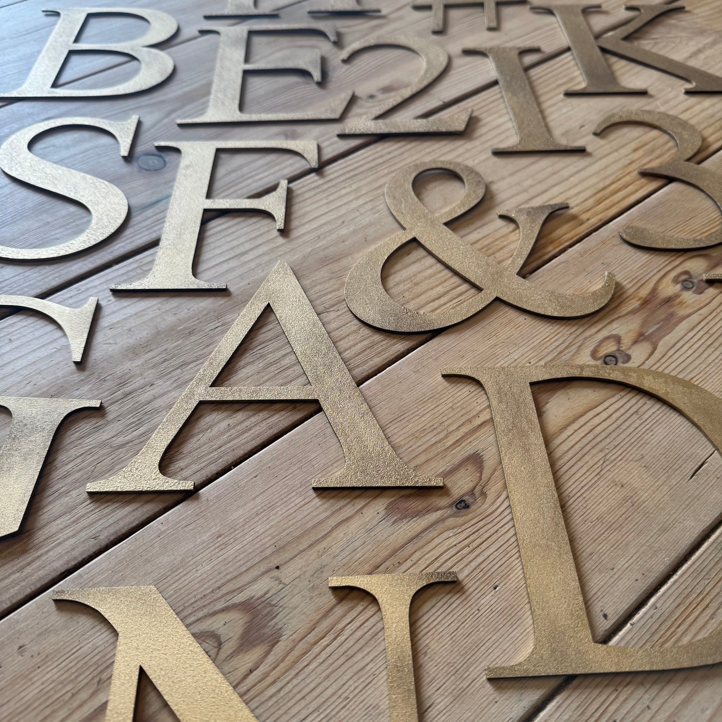 Distressed Gold 5" or 12" Classic Metal Letters, A-Z, 0-9