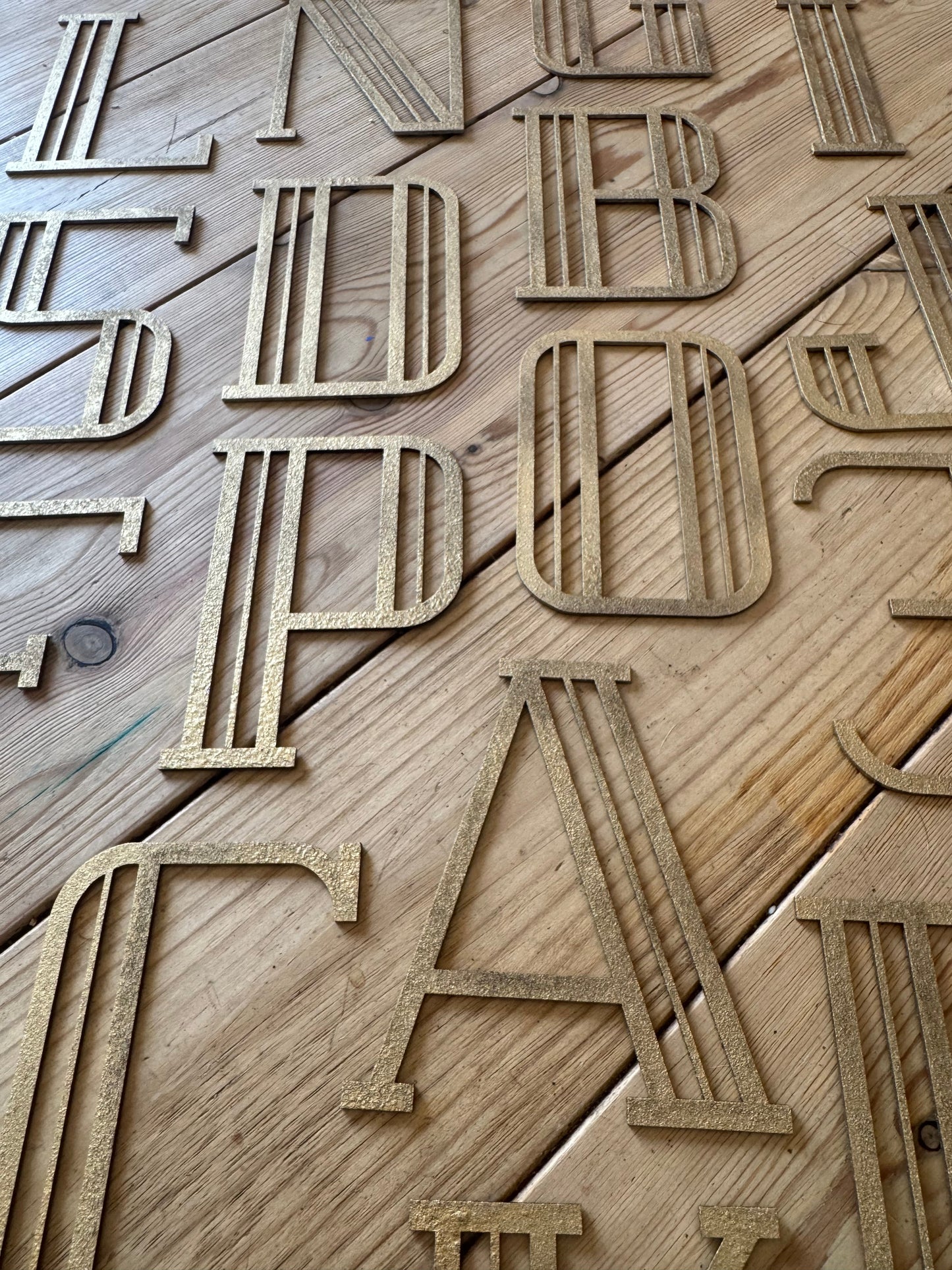 Gold Distressed 5" or 12" Art Deco Lettering A-Z 0-9