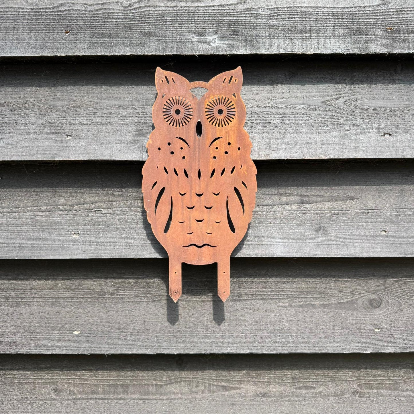 Rusty Metal Standing Owl Garden Ornament