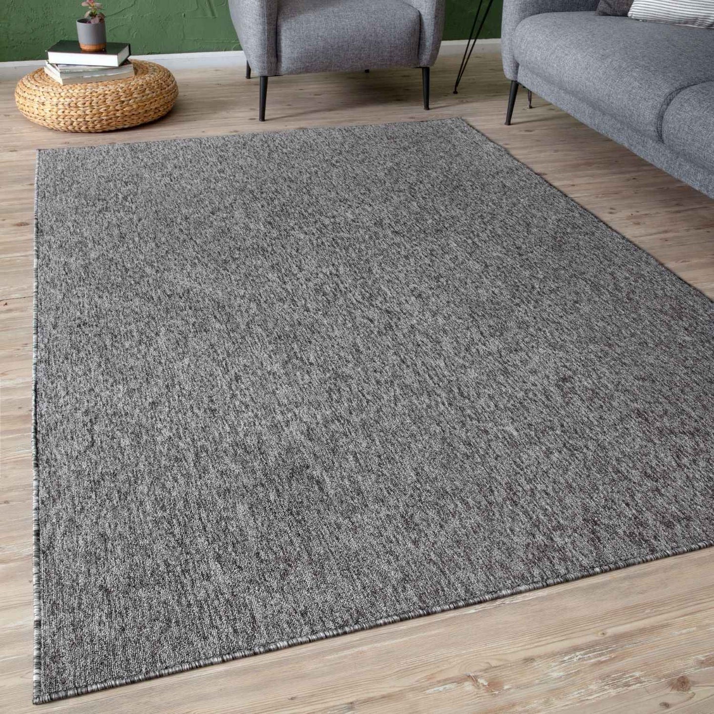 Flex Grey Low Pile Solid Rug