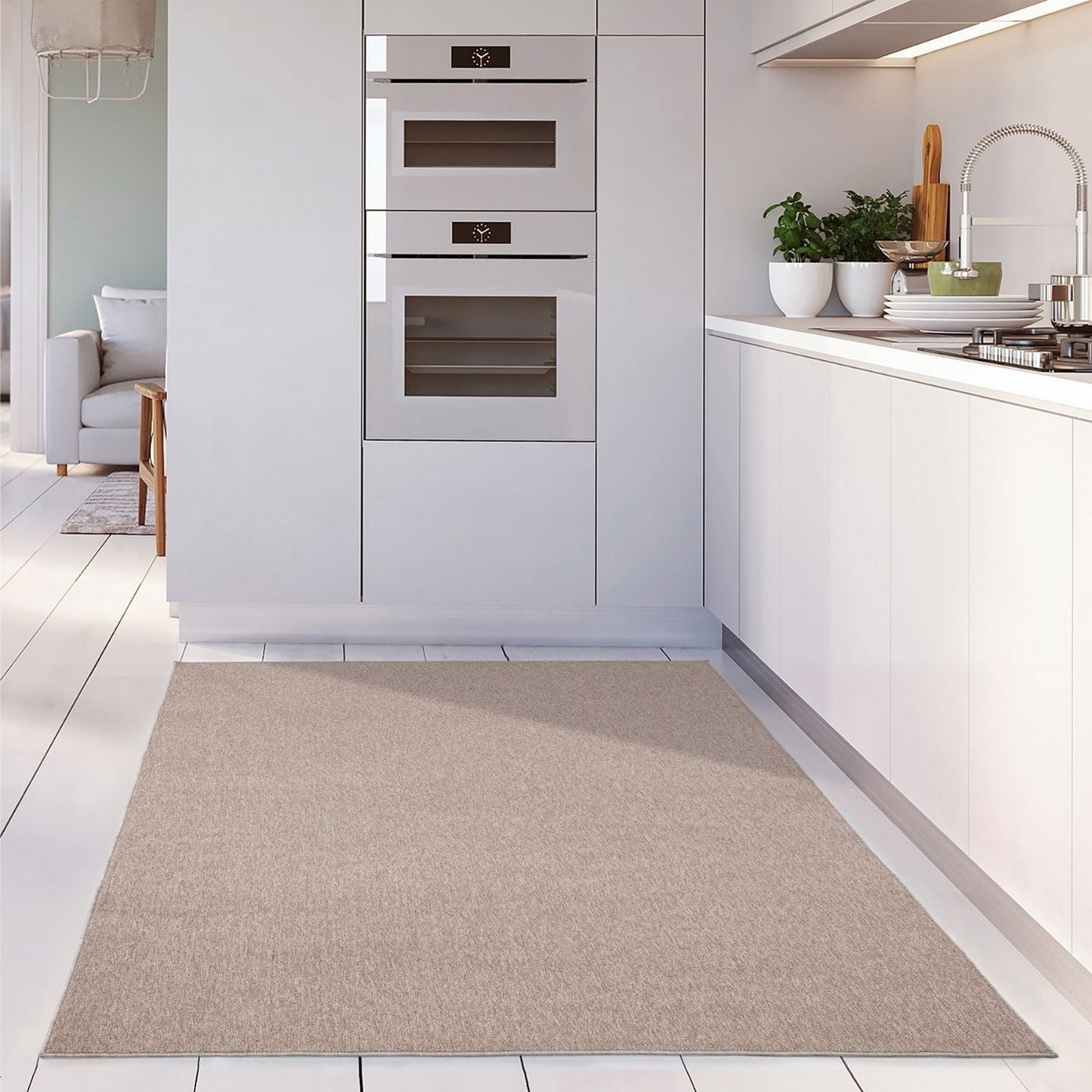 Flex Beige Low Pile Solid Rug