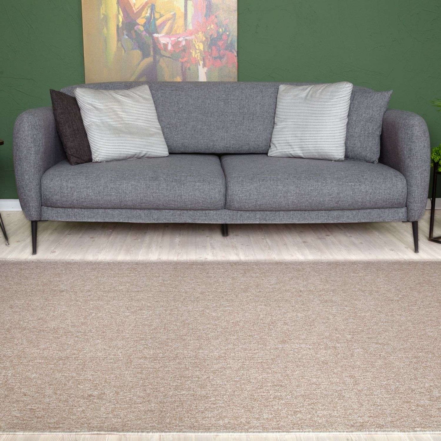 Flex Beige Low Pile Solid Rug