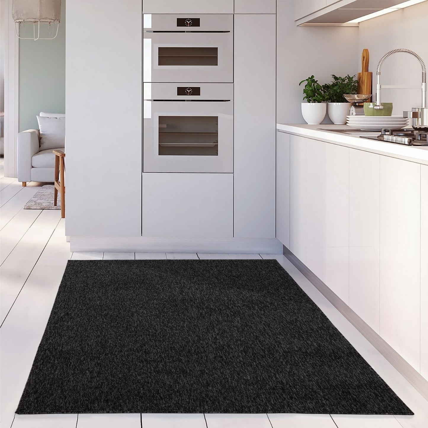 Flex Dark Grey Low Pile Solid  Rug