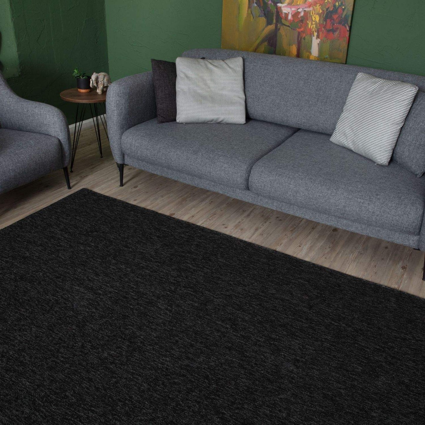 Flex Dark Grey Low Pile Solid  Rug