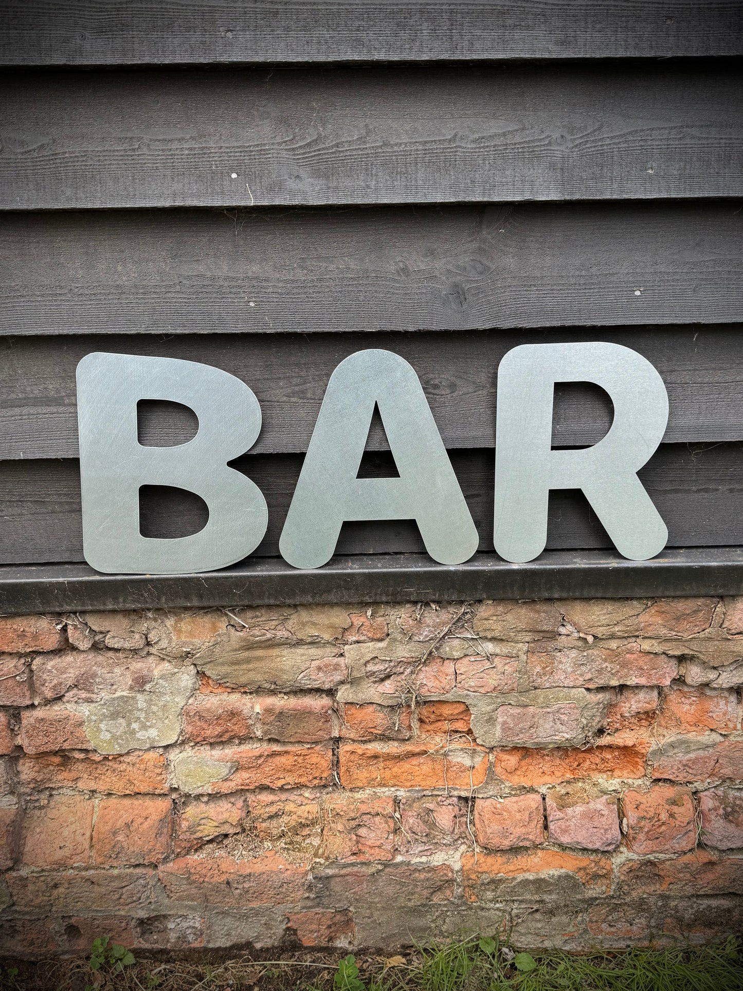 BAR Steel Bubble style Lettering 12 inch
