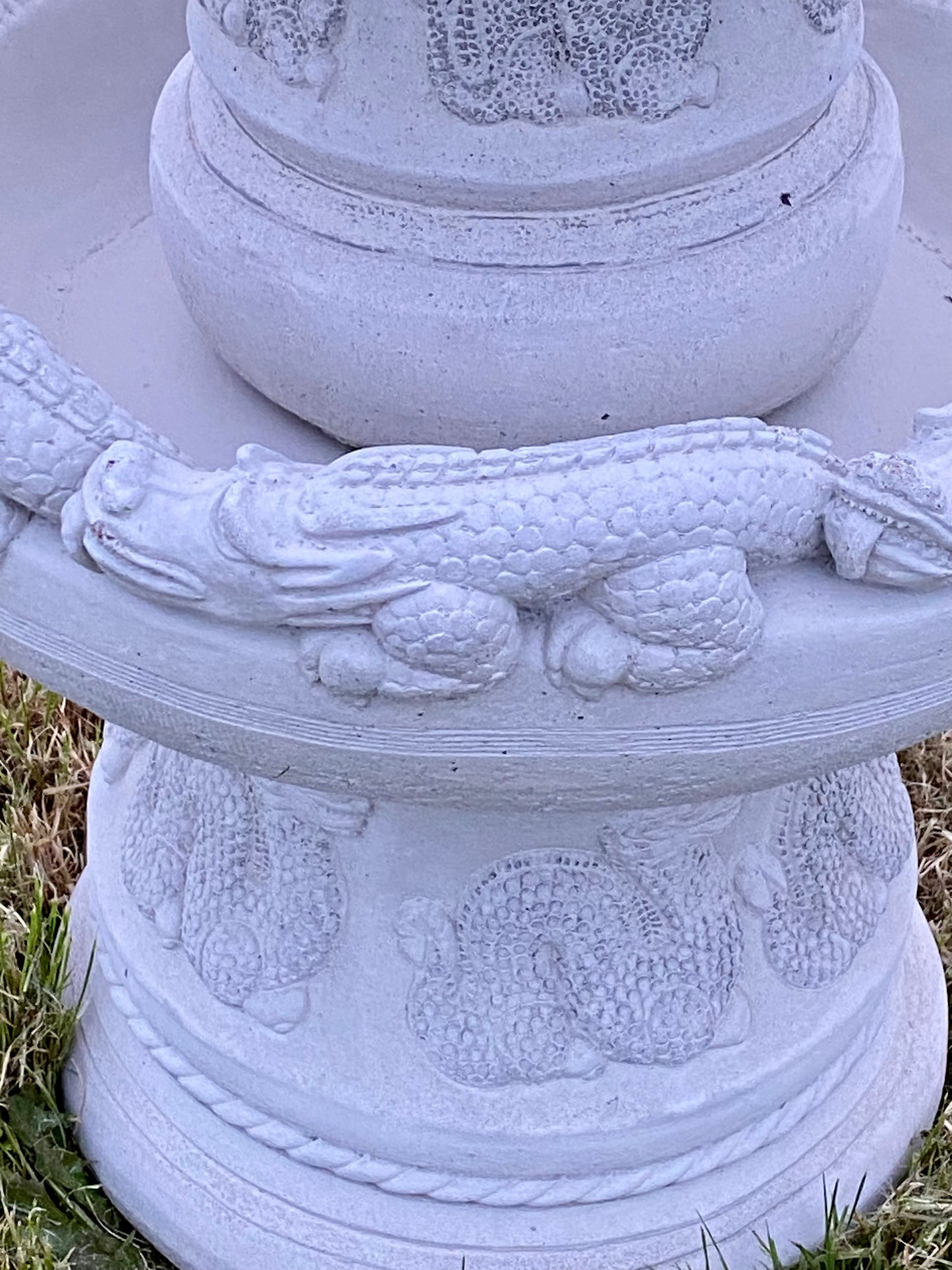 Signed Helen Young 3-Tier Dragon Planter – Japanese Style Cast Stone (65kg) - Garden Salvage Ornament
