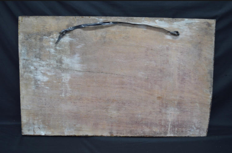Carved hardwood possibly African panel of figures with carved border - 84cm x 52cm x 5cm - £245