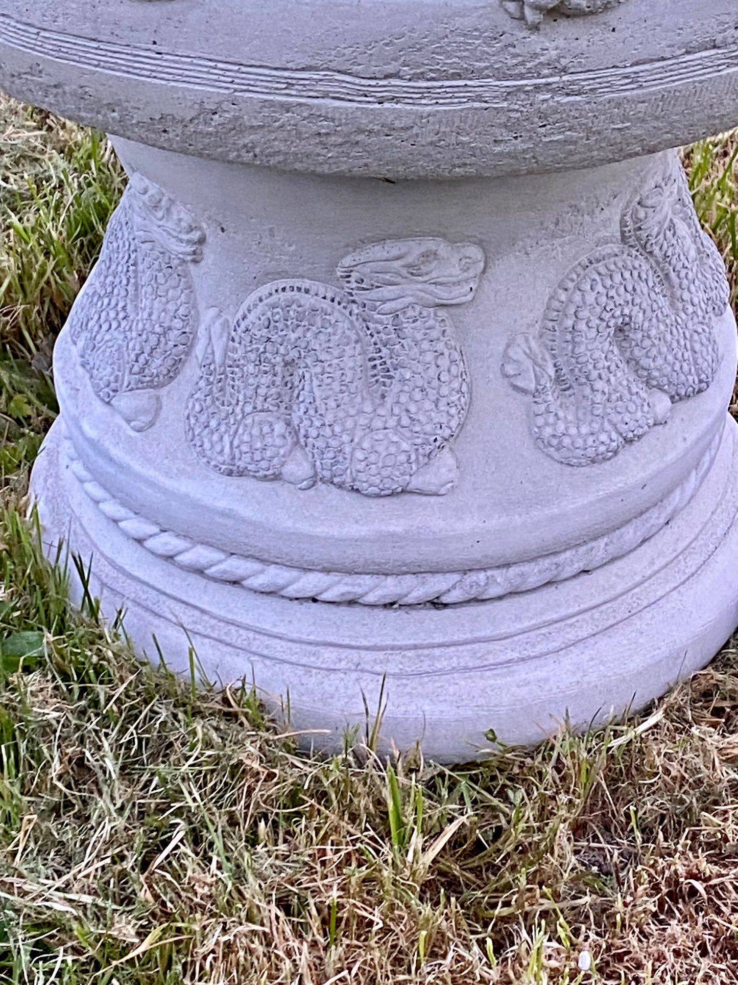 Signed Helen Young 3-Tier Dragon Planter – Japanese Style Cast Stone (65kg) - Garden Salvage Ornament