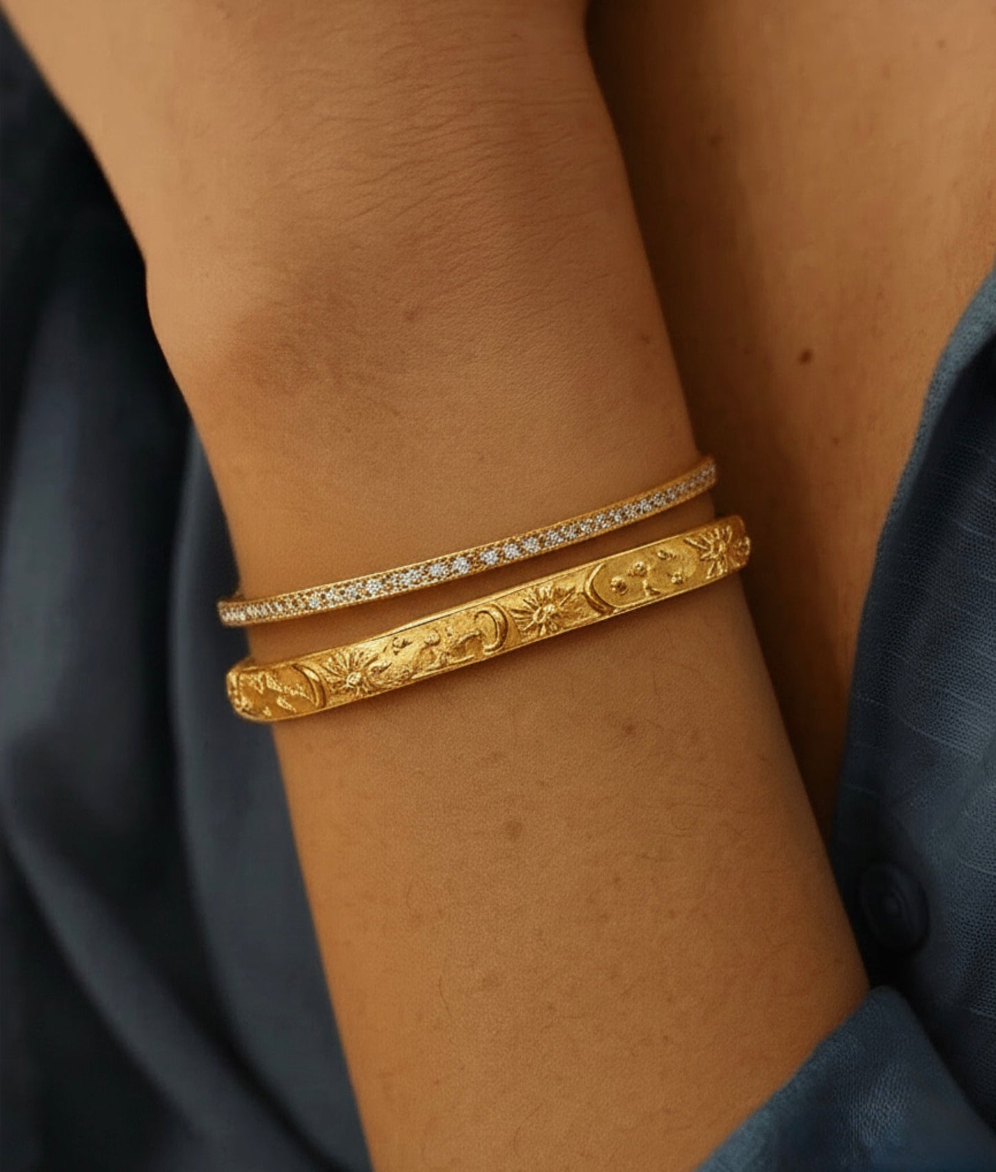 Helia Luxe 18k Gold Plated Celestial Bangle