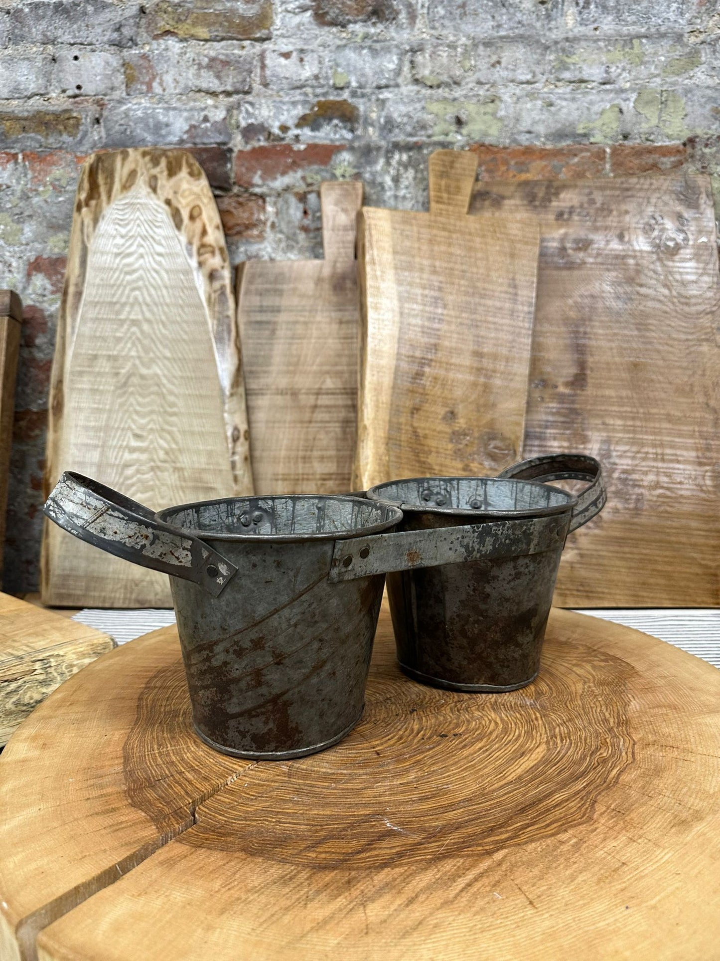 Herb Plant Double Metal Pot Planter / Utensil Pen Pot Desk Tidy / Cutlery Holder