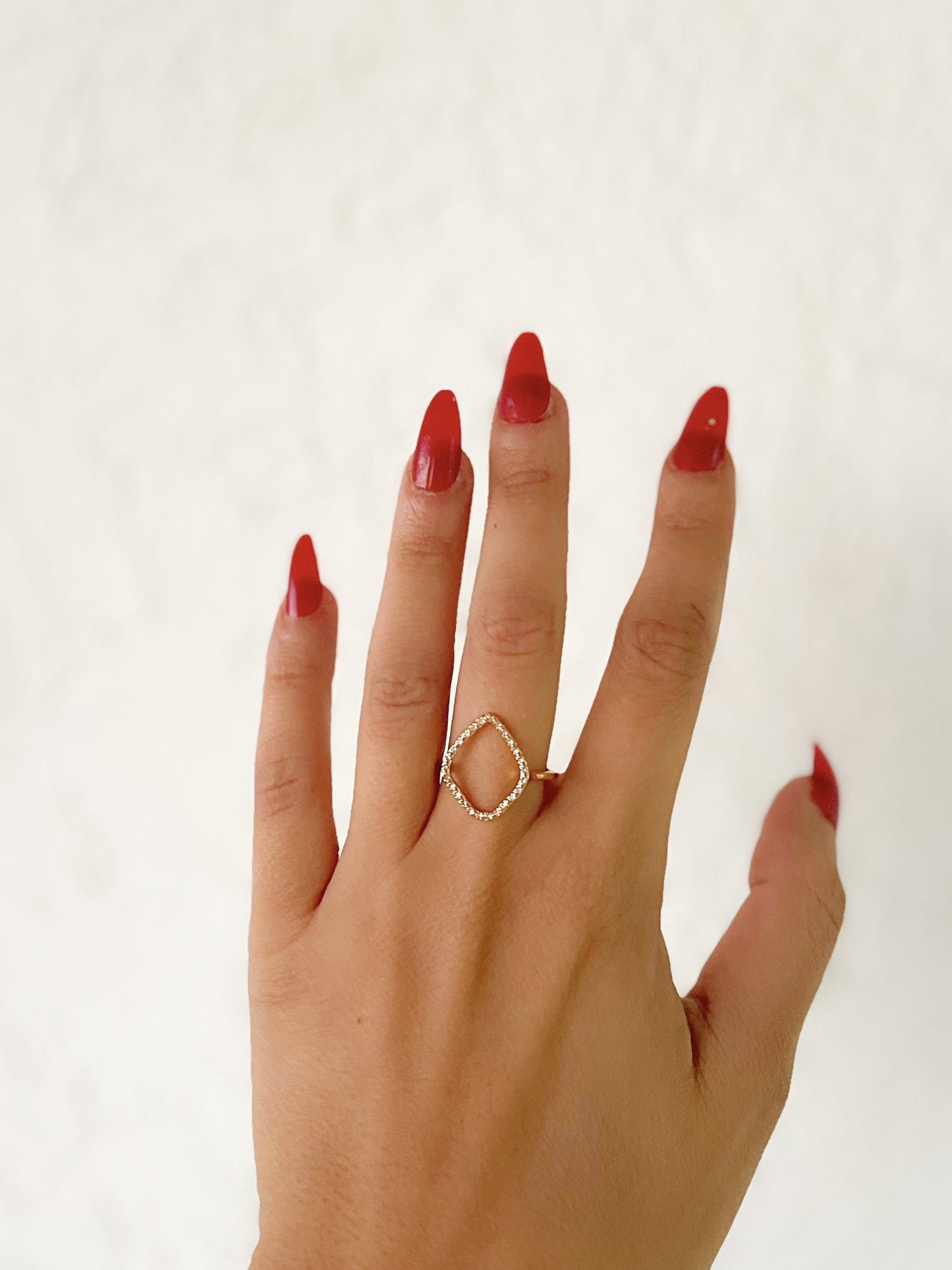 Jamie Luxe 18k Gold Plated Hollow Jewelled Ring