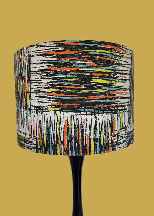 Vintage mid - century fabric Lampshade - 21 h x 30 d cm