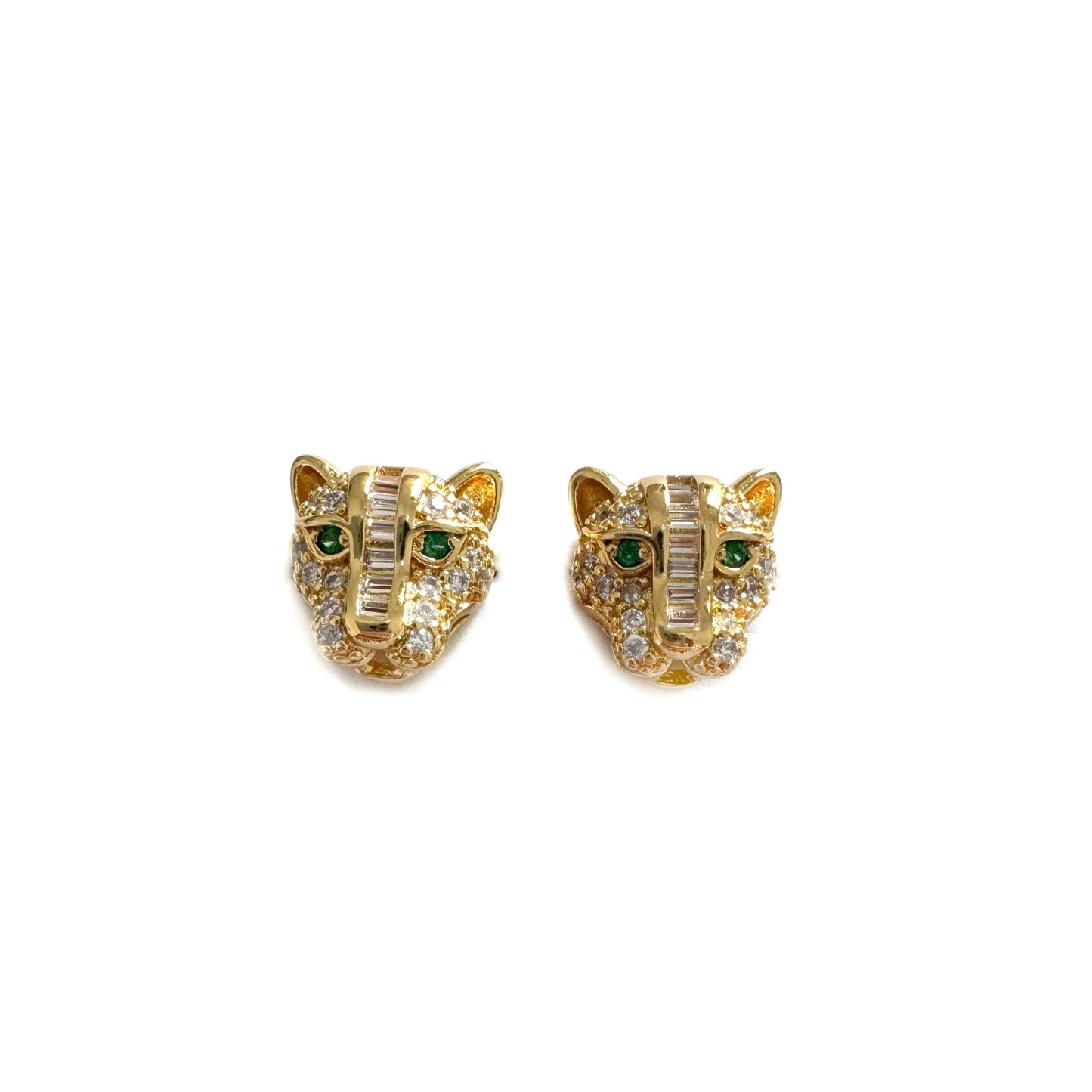 Zuri Luxe 18k Gold Plated Small Jewelled Panther Stud Earrings