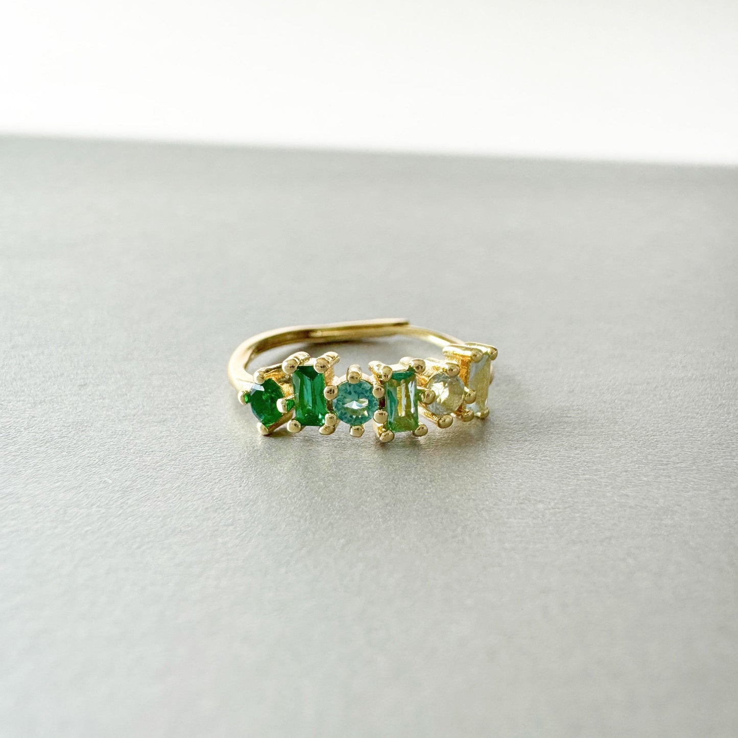 Eden Luxe 18k Gold Plated Green  Multi Jewelled Ring