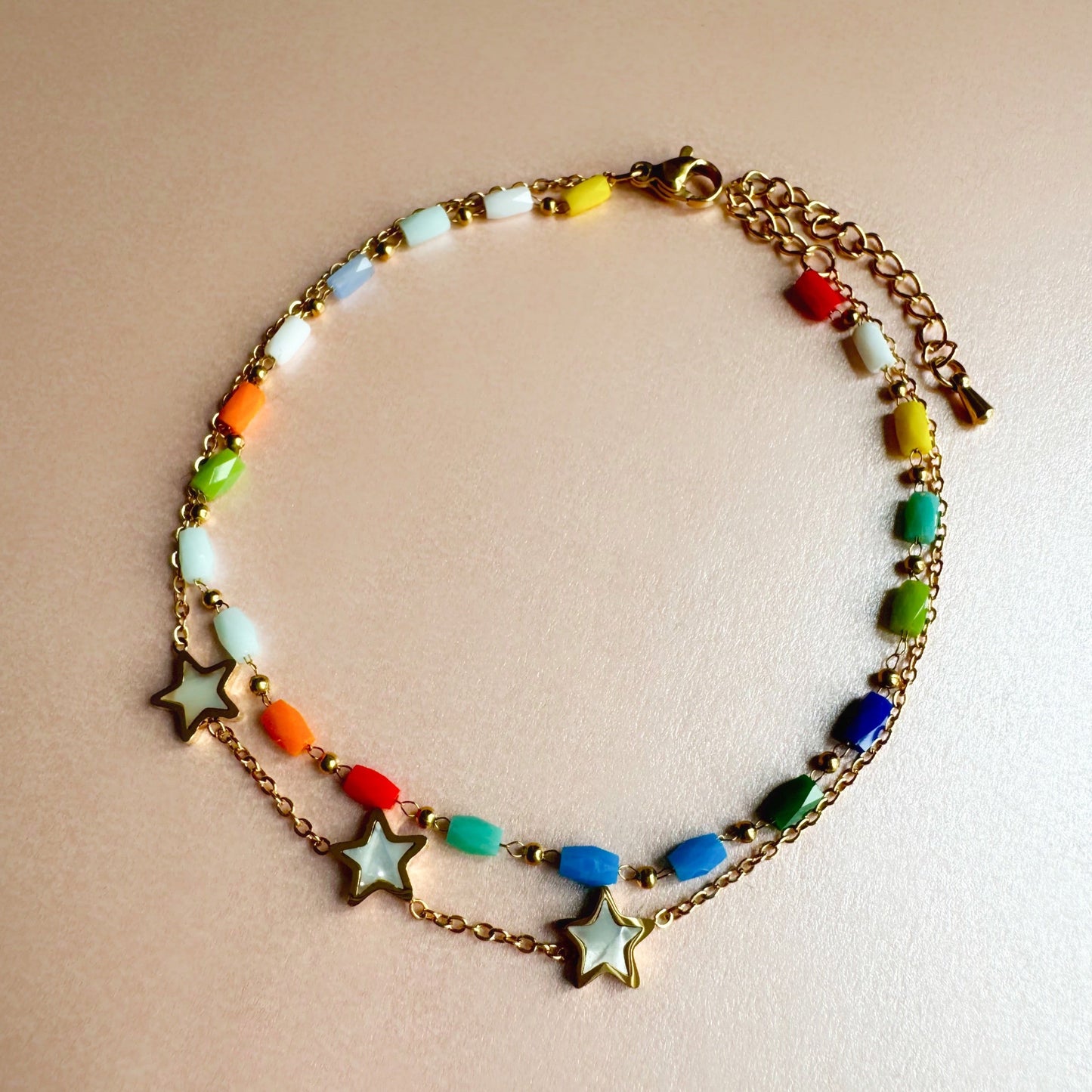 Skye Luxe 18k Gold Plated Double Layer Star Anklet