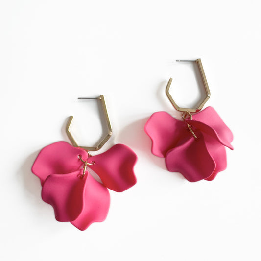 Juni Ceries Pink Dangle Petal Earrings