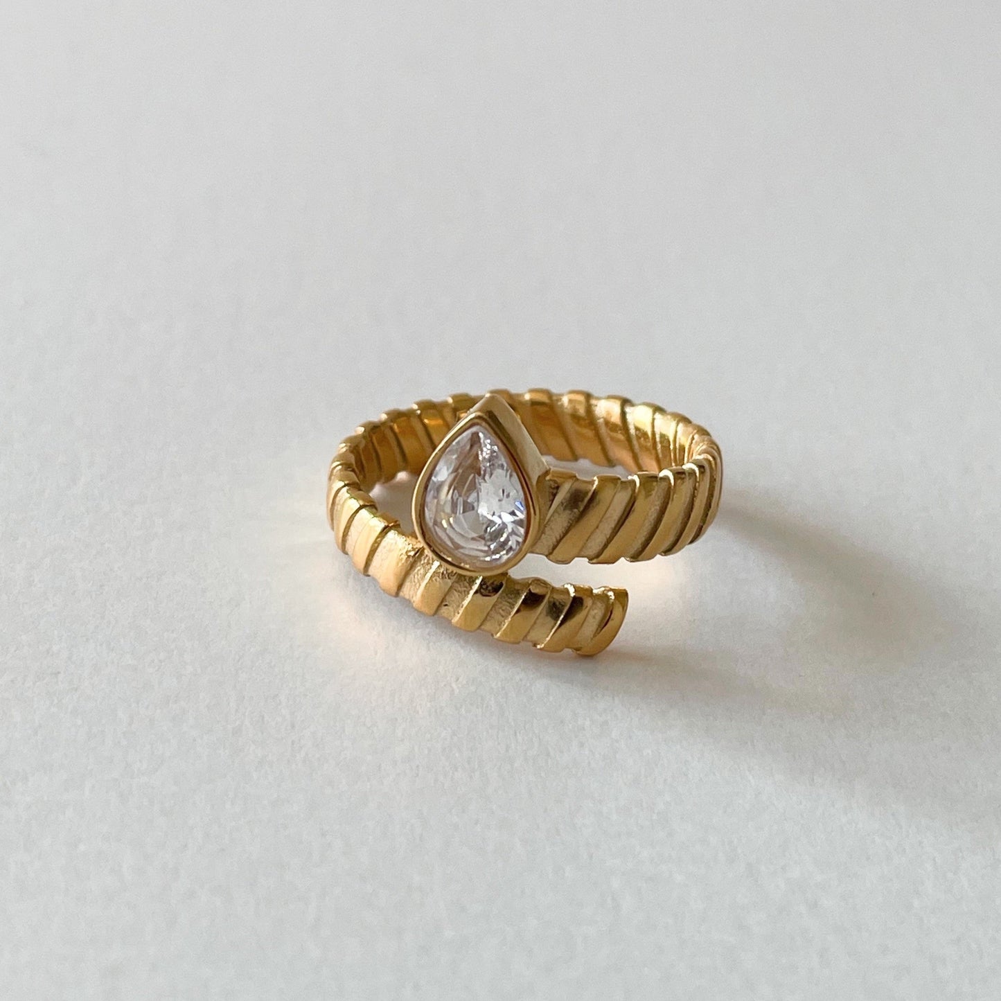 Kali Luxe 18k Gold Plated Clear Wrap Ring