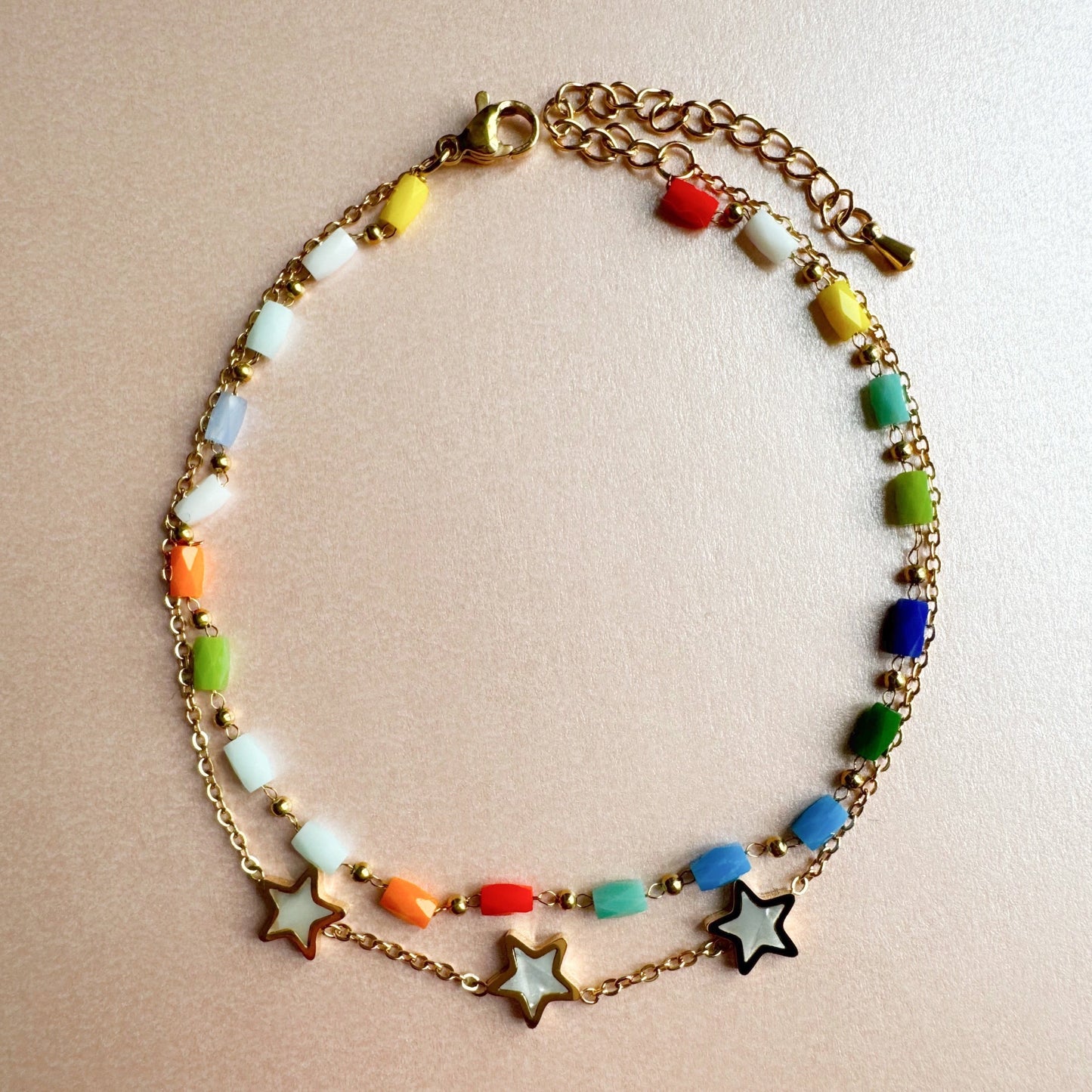 Skye Luxe 18k Gold Plated Double Layer Star Anklet