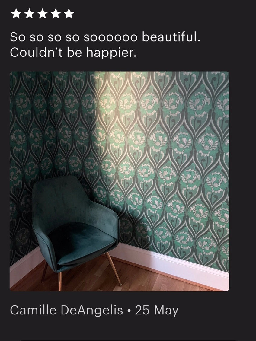 Vintage floral damask Wallpaper - Arsenic