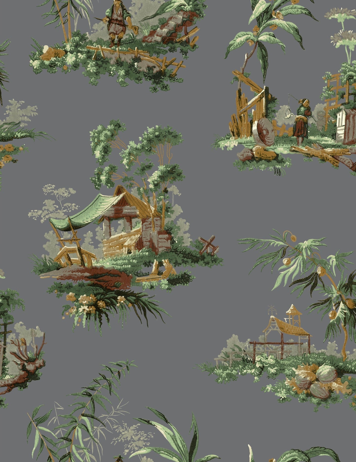 Vintage Oriental Wallpaper - Putty