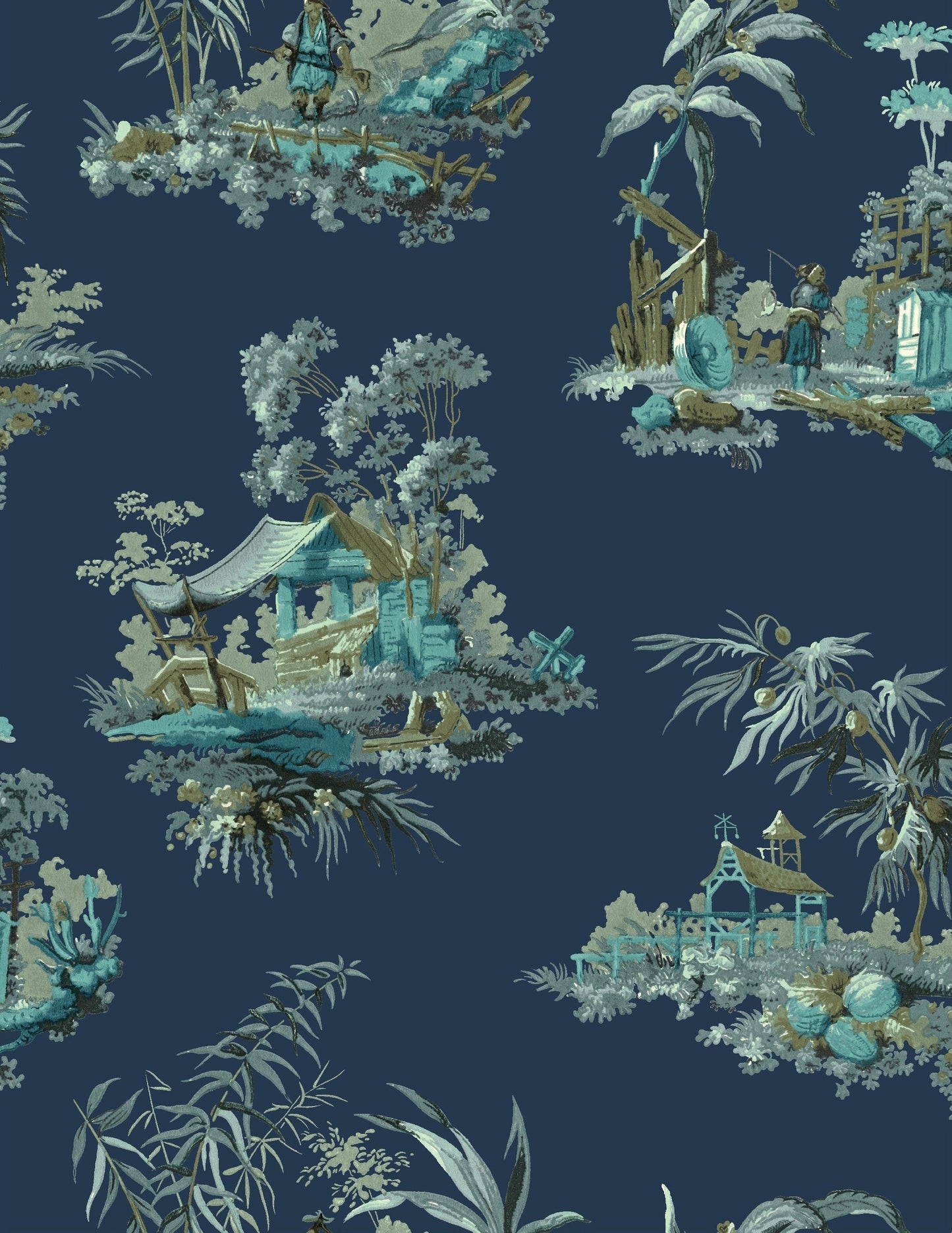 Vintage Oriental Wallpaper - Celadon