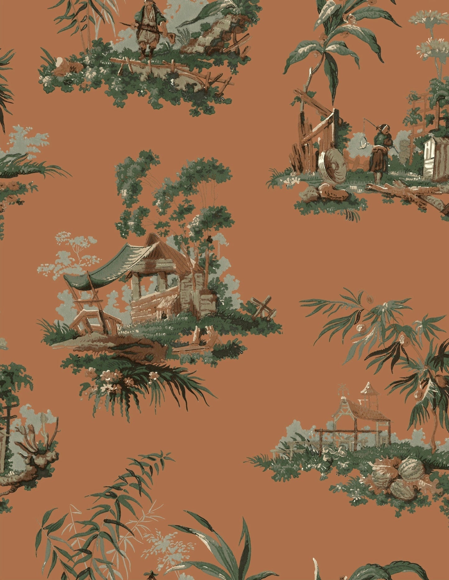 Vintage Oriental Wallpaper - Black