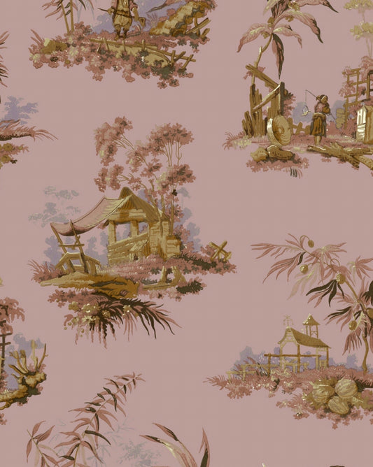 Vintage Oriental Wallpaper - Ice pink