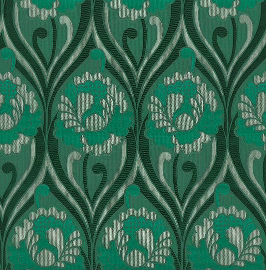 Vintage floral damask Wallpaper - Arsenic