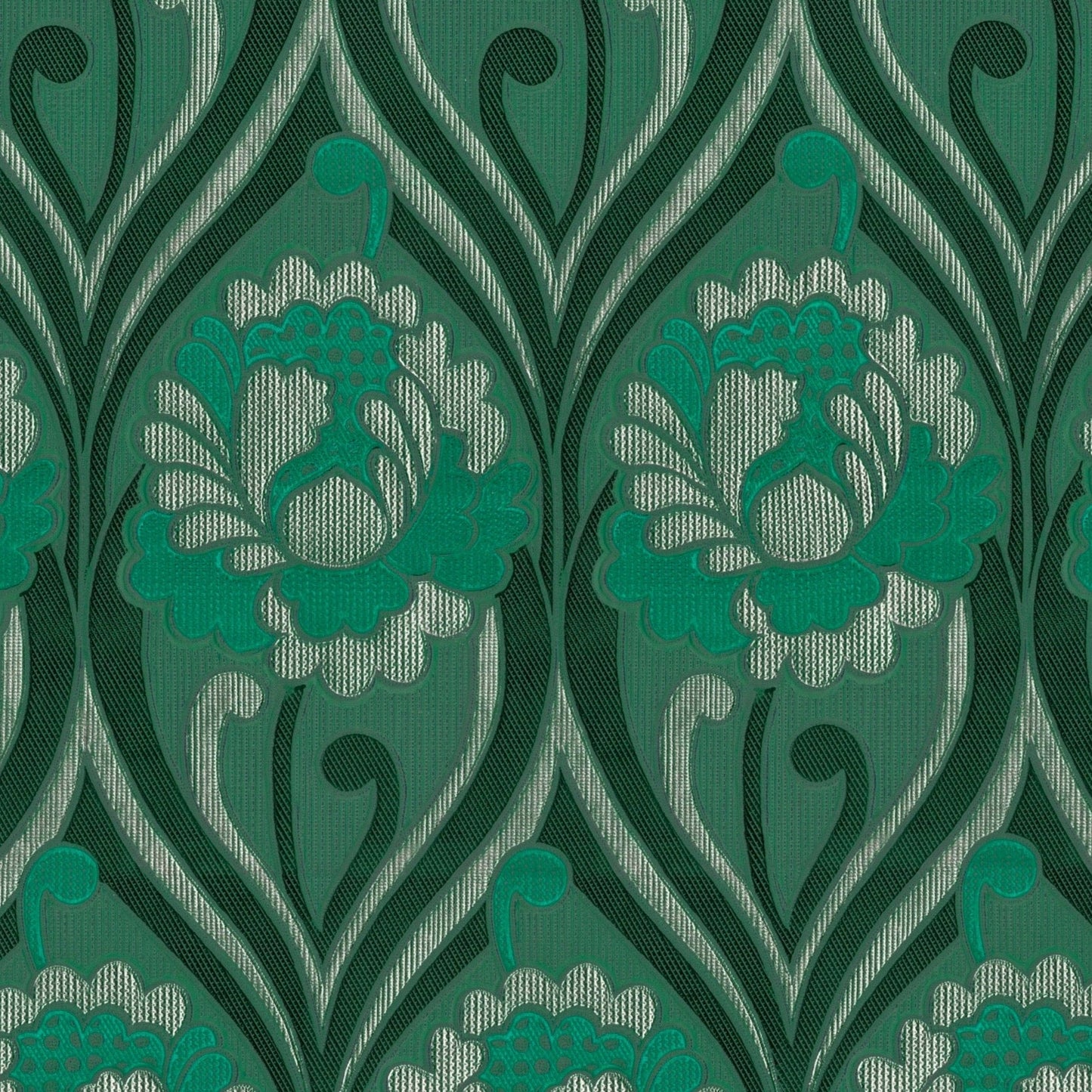 Vintage floral damask Wallpaper - Arsenic