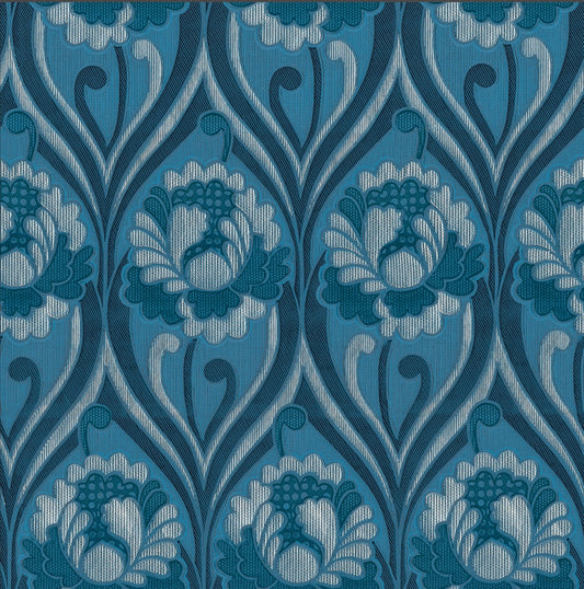 Vintage floral damask Wallpaper - Blue