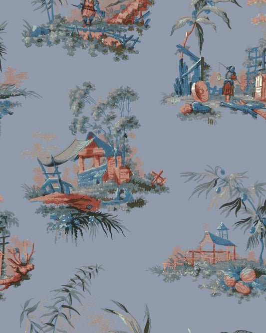 Vintage Oriental Wallpaper - Powder Blue