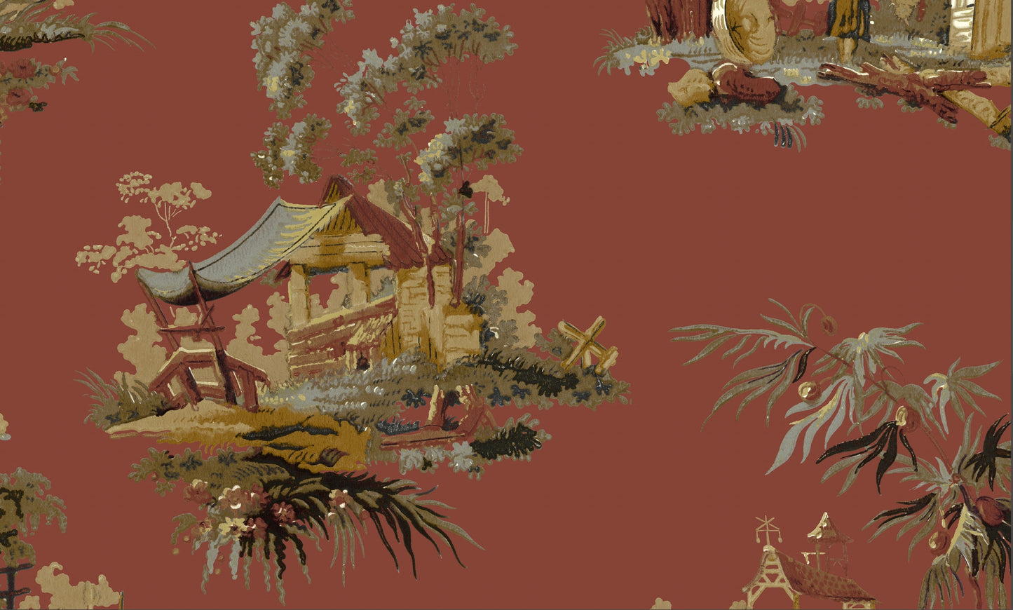 Vintage Oriental Wallpaper - Chinese Red