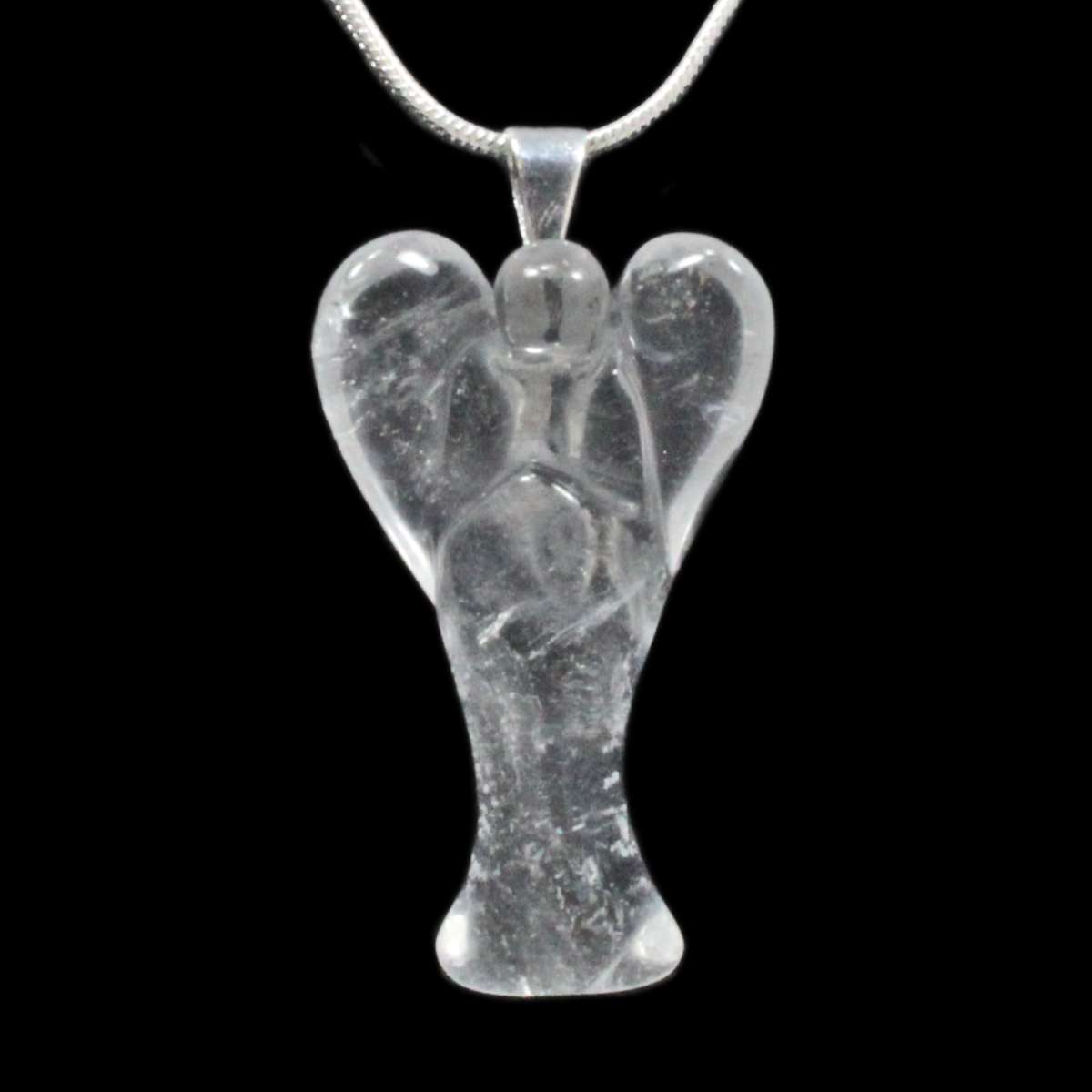 Clear Quartz Angel Pendant with Chain