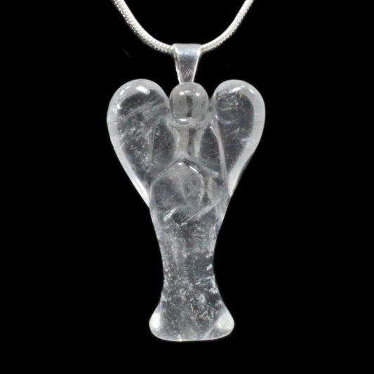 Clear Quartz Angel Pendant with Chain