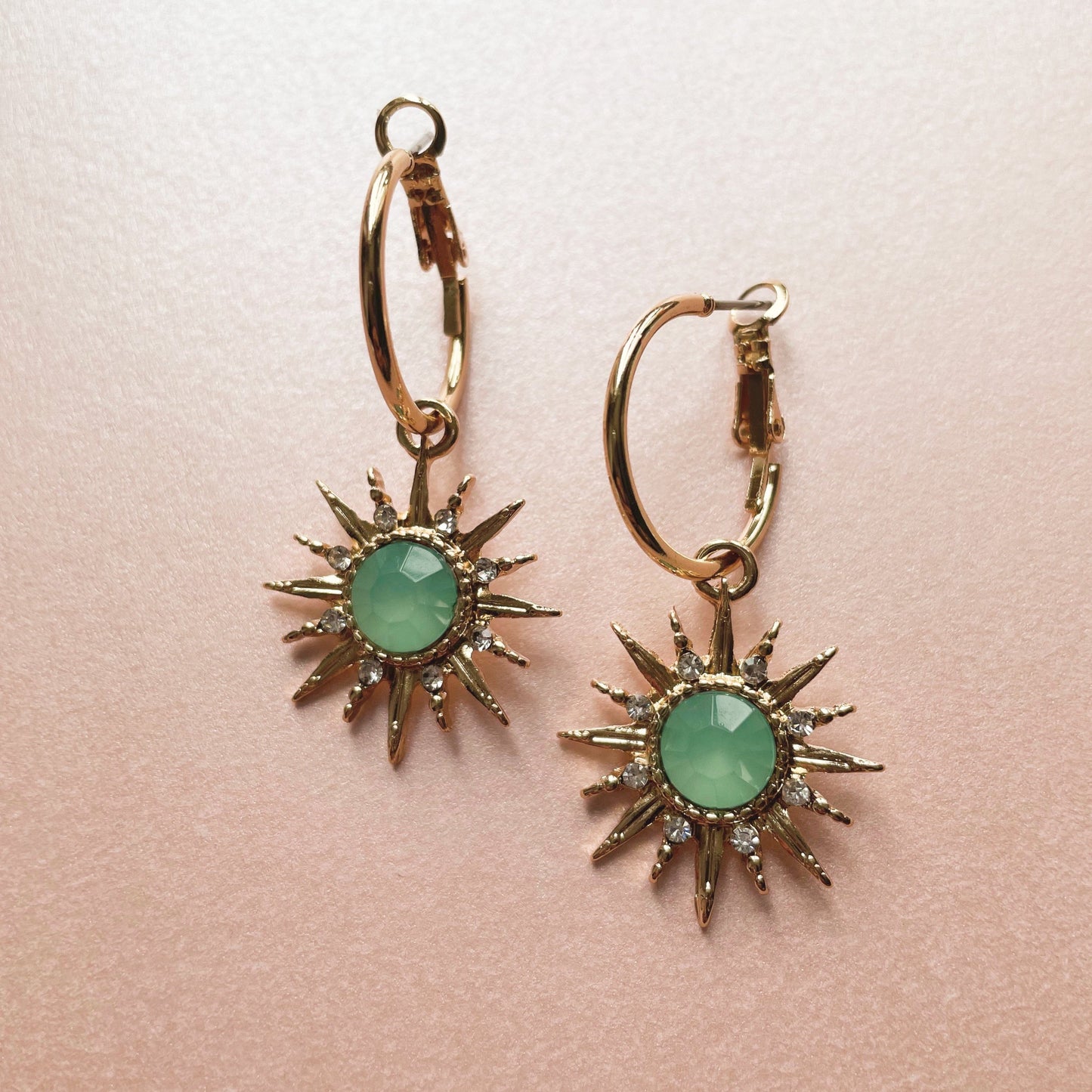 Solina Aqua Gem Hoop Earrings