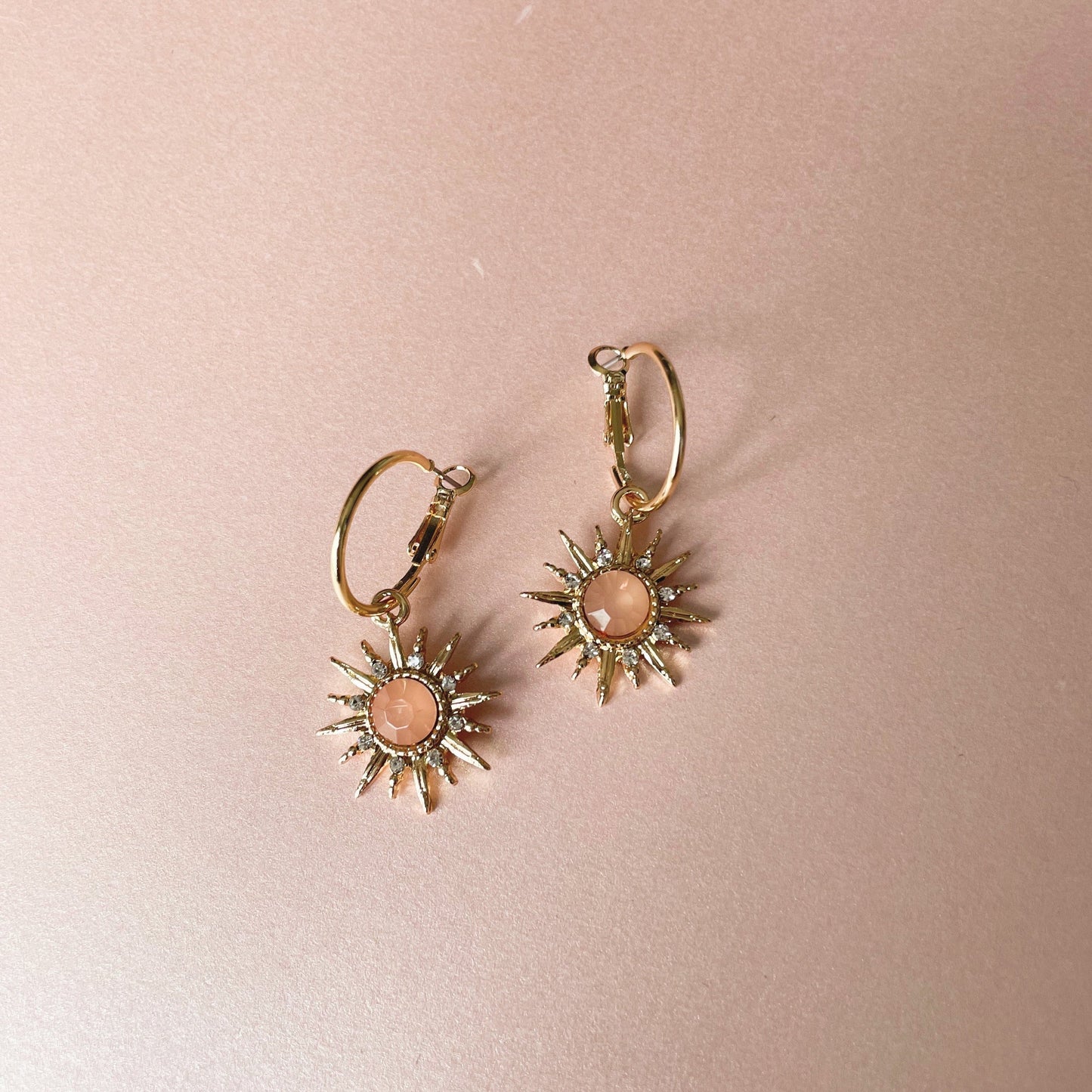 Solina Peach Gem Hoop Earrings