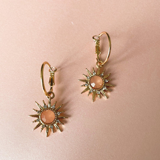 Solina Peach Gem Hoop Earrings