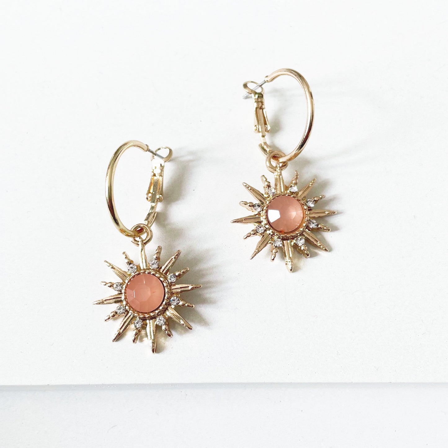 Solina Peach Gem Hoop Earrings