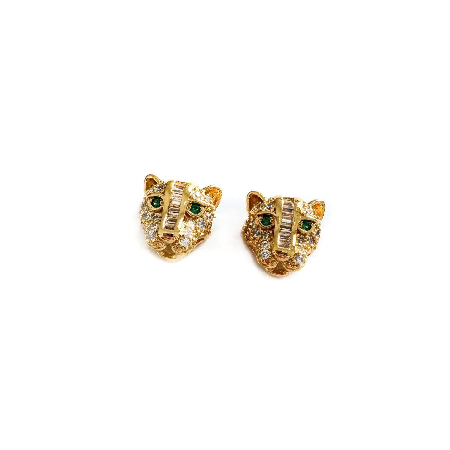 Zuri Luxe 18k Gold Plated Small Jewelled Panther Stud Earrings
