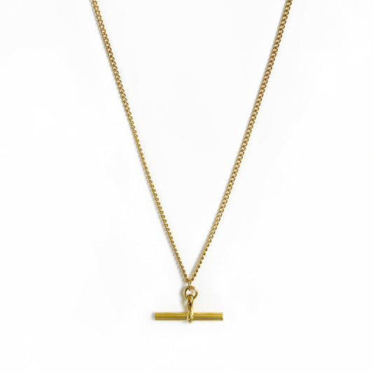 Brooklyn Luxe 18k Gold Plated T Bar Necklace