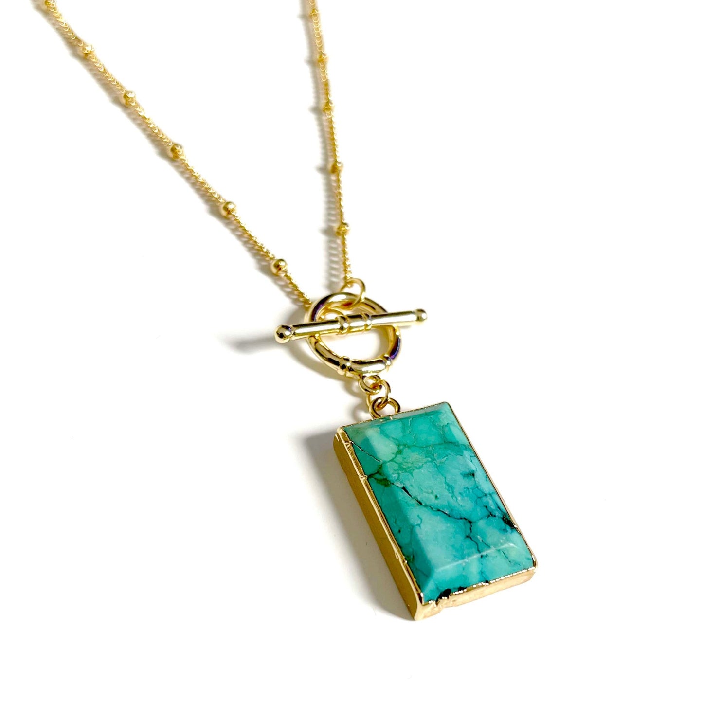 Bali Luxe 18k Gold Turquoise T Bar Necklace