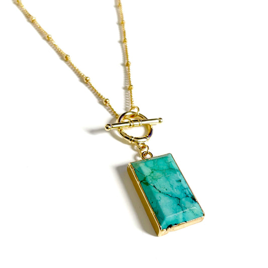 Bali Luxe 18k Gold Turquoise T Bar Necklace