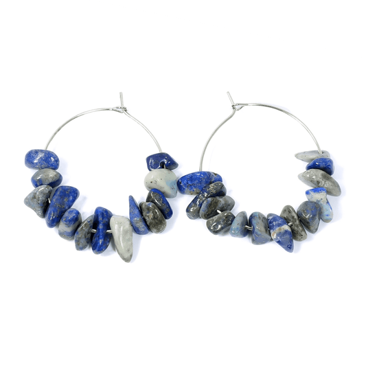 Lapis Lazuli Crystal Chip Hoop Earrings